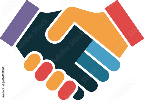 Colorful Business Handshake Partnership Vector Logo Design