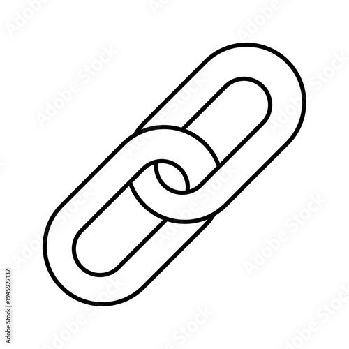 Vector Link Outline Icon Design. Chain, link Vector Description. Clean line art link chain icon, ideal for web, network, connection, or partnership themed projects. A Minimalist vector Illustration.