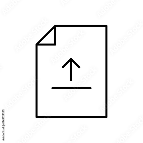 Document Upload Vector Icon. vector illustration computer file and arrow pointer up direction, in upload document icon concept. File upload icon, file upload line art simple line art of file upload.