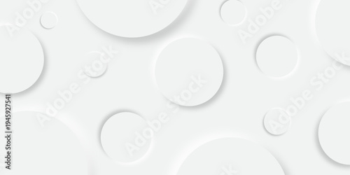 White and grey abstract modern circle background. abstract white circle shape with digital hi tech concept background technology. elegant minimal style Paper circle business banner with drop shadows.	