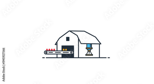 Simple white farmhouse with tractor.