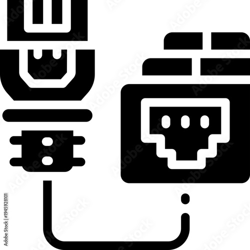 ethernet port glyph icon. Strong and solid vector icon for websites, mobile interfaces, presentations, and visual branding. High quality and easy to edit.