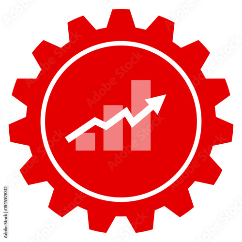 Statistik Grafik Erfolg Business Einstellungen Icon Vektor Symbol für Wachstum und Analyse auf rotem Zahnrad transparent png Vorlage