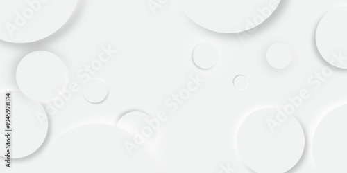 White and grey abstract modern circle background. abstract white circle shape with digital hi tech concept background technology. elegant minimal style Paper circle business banner with drop shadows.	