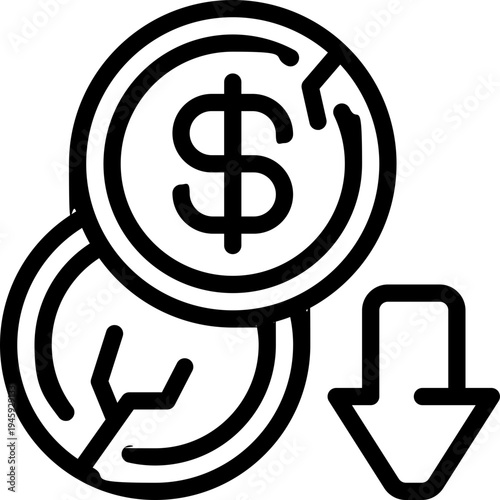 loss line icon. Clean and minimalist vector icon for websites, mobile apps, presentations, and logos. Fully scalable and customizable for any project.