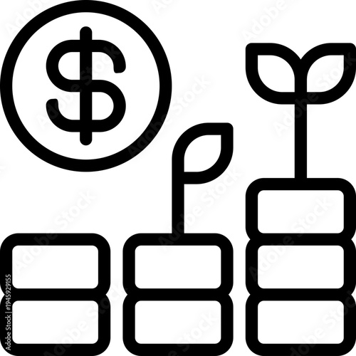 growth line icon. Clean and minimalist vector icon for websites, mobile apps, presentations, and logos. Fully scalable and customizable for any project.