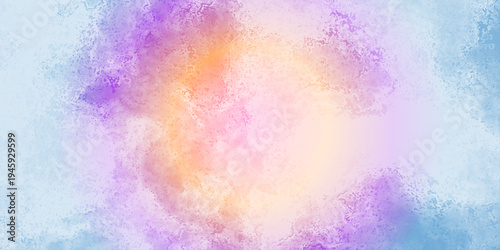 Beautiful aquarelle paper textured ink effect grungy pastel colors hand drawn background. blue and purple shades watercolor smoke paper texter illustration for creative design vintage card, template.	