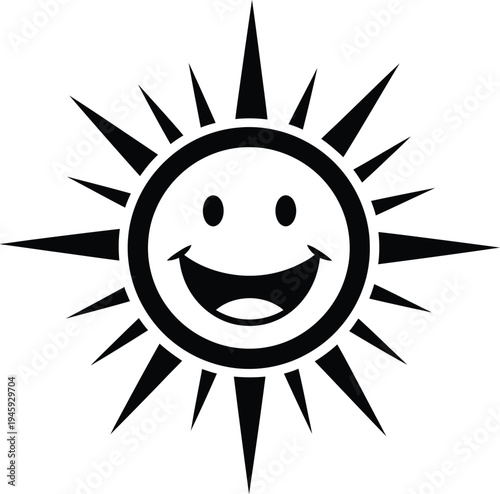 A cheerful sun with a smiling face radiating positive energy and warmth
