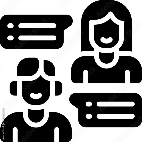 talk glyph icon. Strong and solid vector icon for websites, mobile interfaces, presentations, and visual branding. High quality and easy to edit.