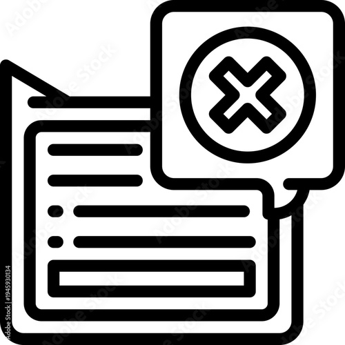 cancel message line icon. Clean and minimalist vector icon for websites, mobile apps, presentations, and logos. Fully scalable and customizable for any project.