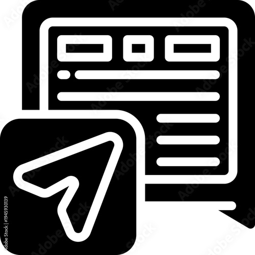 send glyph icon. Strong and solid vector icon for websites, mobile interfaces, presentations, and visual branding. High quality and easy to edit.