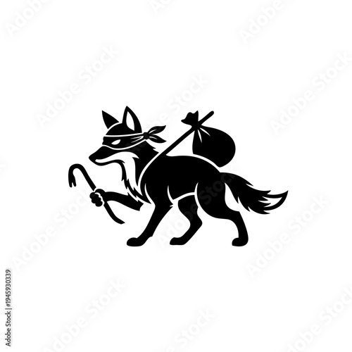 Wolf and fox silhouette howling under starry night sky vector