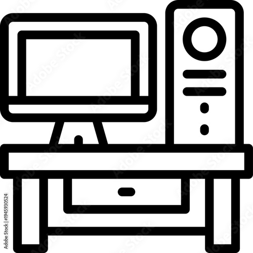 computer line icon. Clean and minimalist vector icon for websites, mobile apps, presentations, and logos. Fully scalable and customizable for any project.