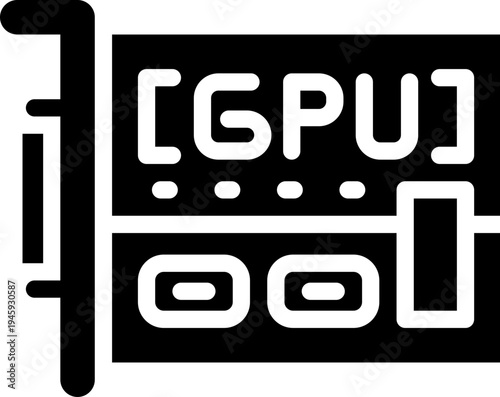 gpu glyph icon. Strong and solid vector icon for websites, mobile interfaces, presentations, and visual branding. High quality and easy to edit.