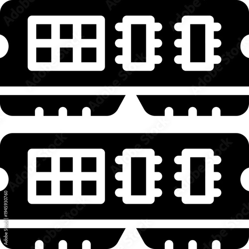 ram glyph icon. Strong and solid vector icon for websites, mobile interfaces, presentations, and visual branding. High quality and easy to edit.