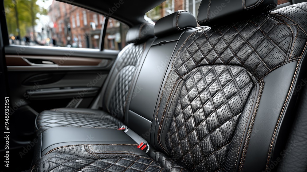 Fototapeta premium Modern Car Interior Seat Design with Leather Quilted Pattern