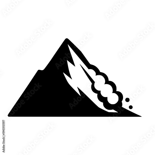 Avalanche winter mountain black white icon 