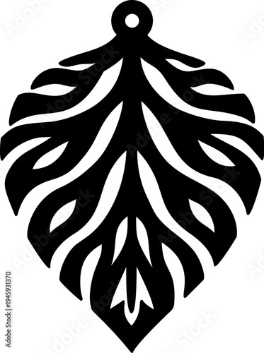 Leaves earrings laser cut template design isolated on a white background, showcasing intricate leaf shape pendant jewelry, concept of jewelry making, craft, diy