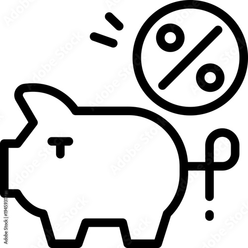 saving tax line icon. Clean and minimalist vector icon for websites, mobile apps, presentations, and logos. Fully scalable and customizable for any project.