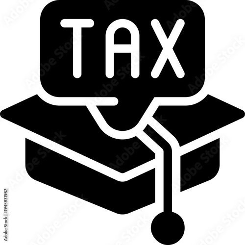 education tax glyph icon. Strong and solid vector icon for websites, mobile interfaces, presentations, and visual branding. High quality and easy to edit.
