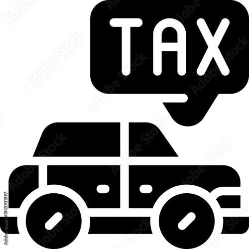 car tax glyph icon. Clean and minimalist vector icon for websites, mobile apps, presentations, and logos. Fully scalable and customizable for any project.