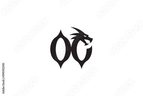 Dragon head logo design incorporating the letters oo gothic style creative emblem