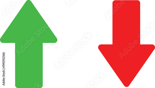 Contrasting upward and downward arrows in green and red colors Vector