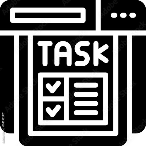 task glyph icon. Strong and solid vector icon for websites, mobile interfaces, presentations, and visual branding. High quality and easy to edit.