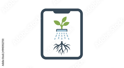 Smartphone with green plant growing.