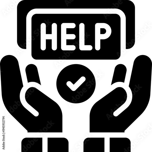 helping glyph icon. Strong and solid vector icon for websites, mobile interfaces, presentations, and visual branding. High quality and easy to edit.