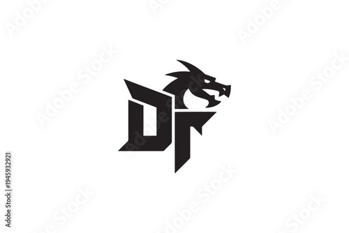 Dramatic dragon head logo design merging with bold dt monogram for powerful branding