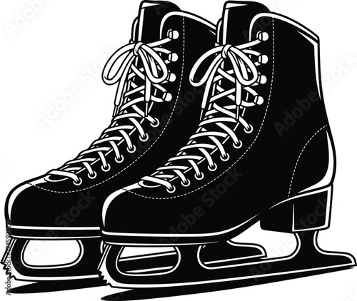 Classic pair of ice skates ready for winter sports activities on the rink.