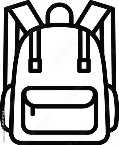 A simple line drawing of a backpack with two main compartments and shoulder straps