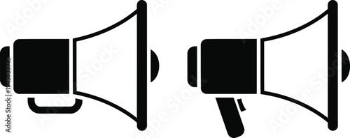 Two megaphones facing each other to symbolize communication or announcement Vector