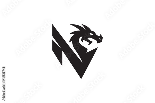 Dynamic black dragon head logo symbolizing strength and fierceness for branding