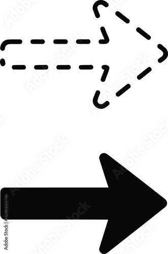 Comparison of dashed and solid directional arrows pointing to the right Vector