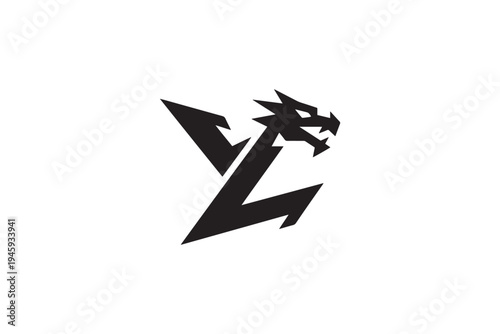 Dynamic black dragon logo featuring bold yz initials for modern brands