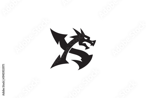 Free Download Dynamic black dragon symbol abstract logo design for branding and identity - GFXLoad