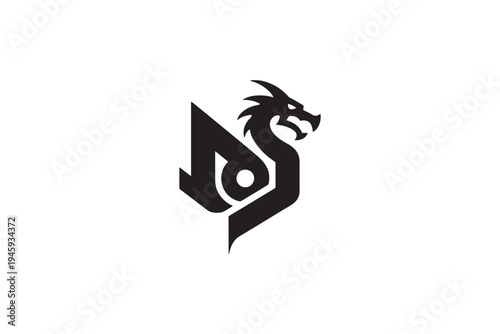 Dynamic dj logo featuring an intricate dragon design and bold typography