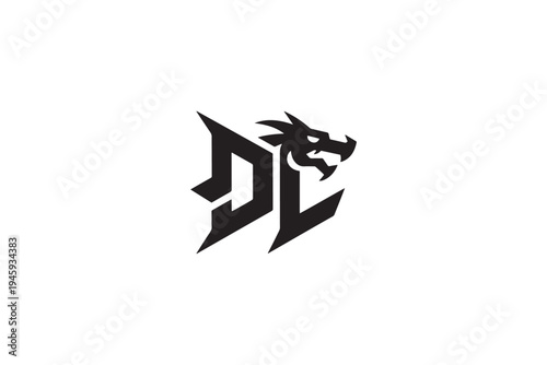 Dynamic dl logo design featuring a fierce dragon head integrated with bold typography