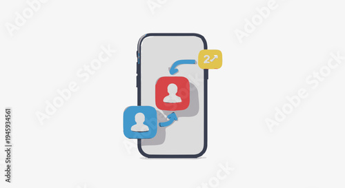 Smartphone with social media icons.