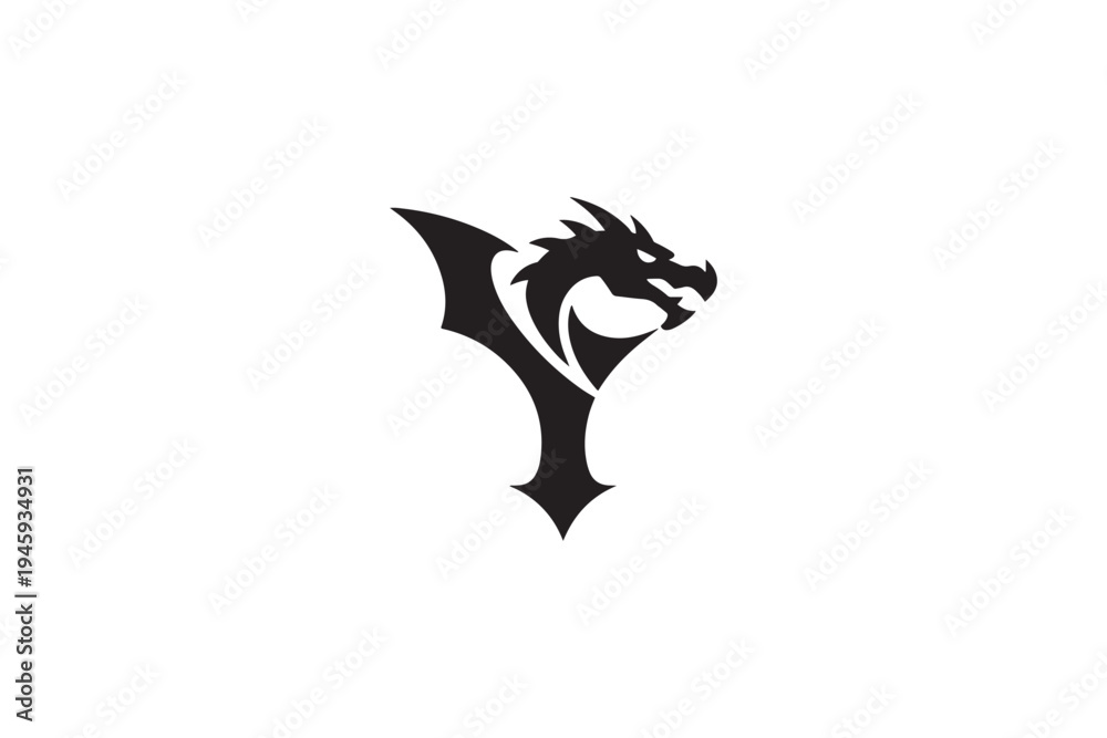 Naklejka premium Dynamic dragon head logo design a fierce symbol of power and legend