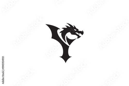 Dynamic dragon head logo design a fierce symbol of power and legend