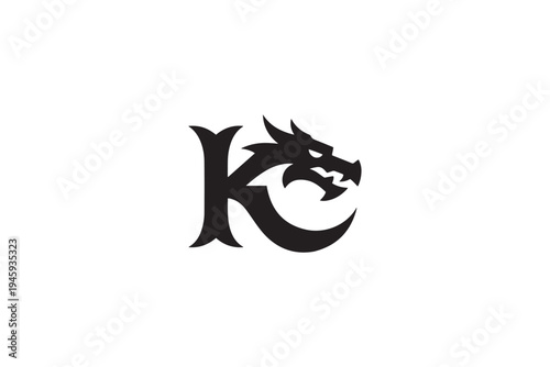 Dragon head integrated with stylized letter k logo design for brand identity