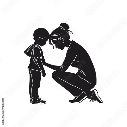 Compassionate adult comforting a distressed young child, expressing kindness, reassurance, emotional care, and protection.