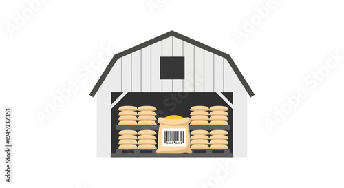 Stacks of hay in a barn.