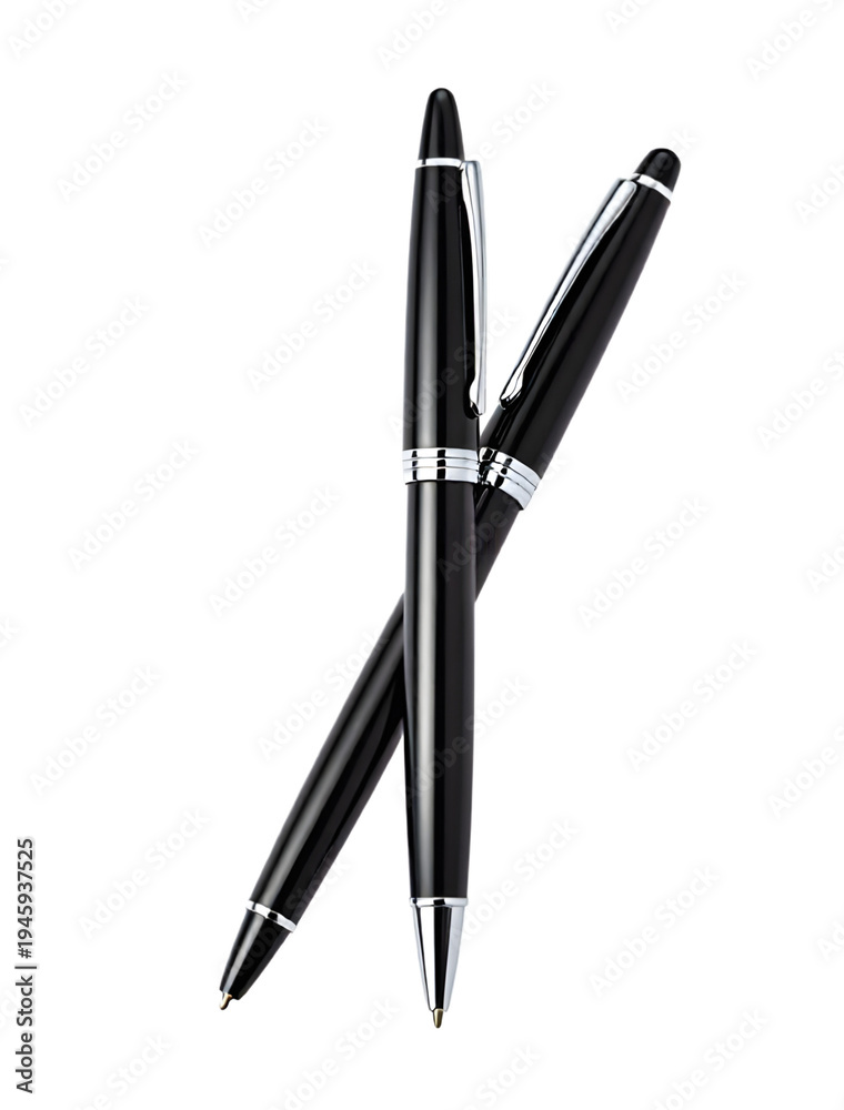 Fototapeta premium Elegant Writing Tools: A classic duo of pristine black pens, sleek and sophisticated, ready to capture thoughts and ideas.