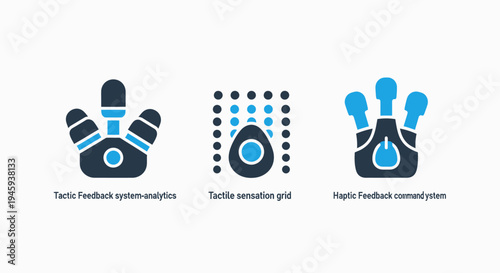 Tactile feedback system analytics and haptic command grid with sensory interaction icons