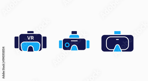 Virtual reality vr headsets for immersive experience and digital gaming icons