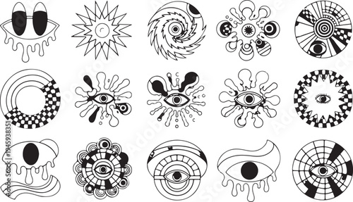 Colour ink blots. Colourful paint splatters and drips in organic splashes. Bright, playful, bold abstract graffiti spots for kids art blobs, comics, pop art design. Vector isolated set